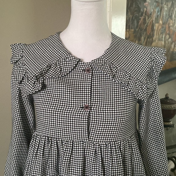 Zara Girls Black White Asymmetrical Ruffled Sundress Long Puff Sleeves Dress 14 - Picture 2 of 11